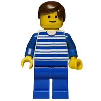 Man - Blue/White Striped Torso, Blue Legs, Brown Hair