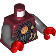 Torso Robot with Furnace, Gauge and Piping Print, Dark Bluish Gray Arms, Red Hands