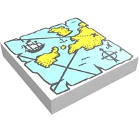 Tile 2 x 2 with Blue and Yellow Map Print