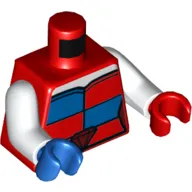 Torso, Odd Hands, Jester Costume, Red Belt with Diamond Buckle Print (Harley Quinn), White Arms, Left Red Hand, Right Blue Hand