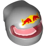 Helmet, Formula 1 with Trans-Red Visor pattern and Red Bulls, Yellow Background print
