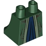 Hips and Legs Under Dress/Robe with Sand Green Trim, Dark Blue Under Robe Print