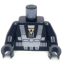 Torso, Classic Blacktron Re-issue, White Space Suit, Gold Triangle, Black Arms and Hands