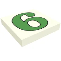 Tile 2 x 2 with Number 6 / 9 Green Print