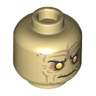 Minifig Head Palpatine, Dark Tan Wrinkles/Scars, Yellow Eyes, Angry/Open Mouth Screaming print