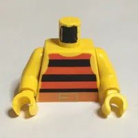 Torso Vest with Red and Black Stripes with Gold Belt Buckle Print, Yellow Arms and Hands