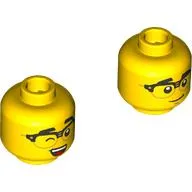 Minifig Head, Eyebrows, Half-Rimmed Glasses, Smirk / Wink, Open Mouth Smile Print