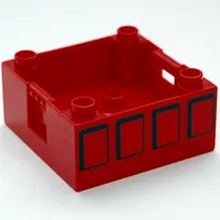 Duplo Container Box 4 x 4 with Studs on Corners with Four Squares Print