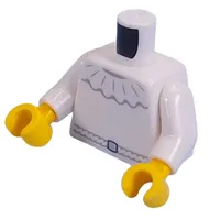 Torso, Ruffle, Dark Bluish Grey Belt, White Arms, Yellow Hands