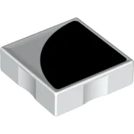 Duplo Tile 2 x 2 with Shape Black 1/4 Circle Print
