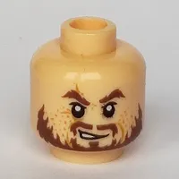 Minifig Head Hector Barbossa, Ragged Brown Beard Print