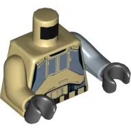 Torso, Odd Arms, Armor with Sand Blue Panels Print, Left Sand Blue Arm, Right Tan Arm, Black Hands