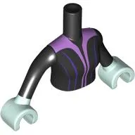 Minidoll Torso Woman with Light Aqua Arms and Hands with Dress, Lavender/Dark Purple Lines print