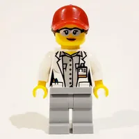 Scientist - White Torso, Labcoat, Light Bluish grey Legs, Red Cap