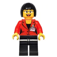 Reporter, Red Jacket with Name Badge, Glasses