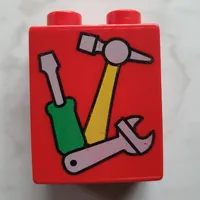 Duplo Brick 1 x 2 x 2 with Screwdriver, Hammer and Wrench Tools Print