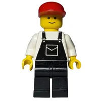 Man, Black Overalls, Red Cap (3626a Head)