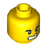 Minifig Head, Eyebrows, Gold Tooth, Bee Stings/Angry