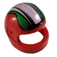 Helmet, Standard with Black, Green and White Stripes Print