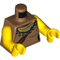 Torso Vest, Sand Blue Handkerchief, Reddish Brown Bag Strap print, Yellow Arms and Hands