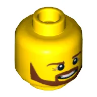 Minifig Head, Brown Angular Beard, Pupils and Teeth Print