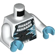Torso Armor, Dark Bluish Gray Breastplate, Icicles Print, White Arms, Medium Azure Hands