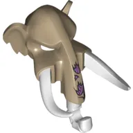 Mask Mammoth with White Tusks and Purple Sinew Patches on Proboscis Print