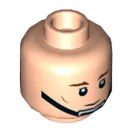 Minifig Head Rebel Trooper, Reddish Brown Eyebrows, Black Chinstrap, Neutral / Frown Print