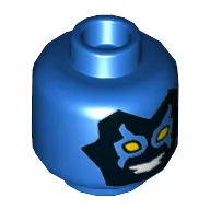 Minifig Head Blue Beetle, Black Mask with Yellow Eyes and White Teeth Print [Hollow Stud]