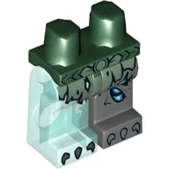 Hips and Dark Bluish Gray Left Leg, Trans-Light Blue Right Leg with Sand Green Scaled Armor and Scars Print