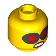 Minifig Head Miss Demeanor, Red Goggles, Angry Print