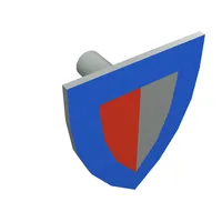 Shield Triangular with Red and Gray Halves and Blue Border Print