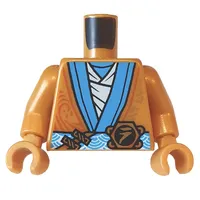 Torso Robe, Dark Azure Trim, White Belt with Black Symbol, White Undershirt Print, Pearl Gold Arms and Hands