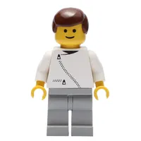 Man, White Jacket with Zipper, Light Gray Legs, Brown Hair