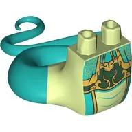 Lower Body with Dark Turquoise Tail (Snake) with Robe, Dark Green Shirt, Gold Decorations print