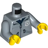 Torso Jacket with Police Badge and Pockets Print, Sand Blue Arms, Yellow Hands