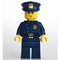 Policeman, Dark Blue Suit with Large Lapels and Gold Buttons, Police Hat