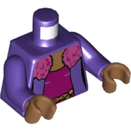 Torso Cardigan with Dark Pink Fur Collar, Open over Magenta Undershirt, Gold Chain Belt Print, Dark Purple Arms, Medium Nougat Hands