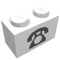 Brick 1 x 2 with Telephone Print