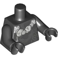 Torso Necklace with Large White Spheres, Tribal Marking Print, Black Arms and Hands