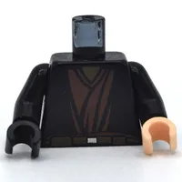 Torso, Odd Hands, Robe with Brown Layered Undershirt and Belt Print (Anakin), Black Arms, Left Light Nougat Hand, Right Black Hand