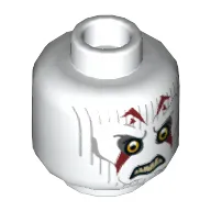Minifig Head Inquisitor, Pau'an Yellow Eyes, Gray Lines and Red Markings Print [Hollow Stud]