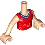 Minidoll Torso Girl with Dark Red/Pink Flowers, Pearl Necklace print