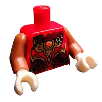 Torso Armor, Gold Plates, Black Straps, Red Jewel, Reddish Brown Cloak print, Reddish Brown Arms, White Hands