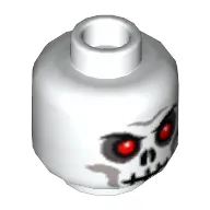 Minifig Head Skeleton, Skull, Evil with Scowl Black Print, Red Eyes Print [Blocked Open Stud]