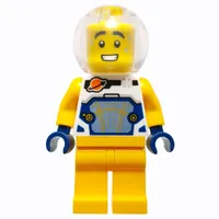 Astronaut, White Spacesuit, Bright Light Orange Legs, Sphere Helmet