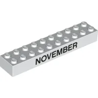 Brick 2 x 10 with Black 'NOVEMBER' / 'DECEMBER' Print