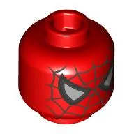 Minifig Head Spider-Man, Silver Webs, Black/White Eyes