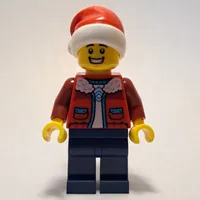 Man, Red Jacket, Dark Blue Legs, Santa Hat