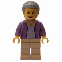 Woman, Lavender Top, Tan Legs, Light Bluish Gray Hair